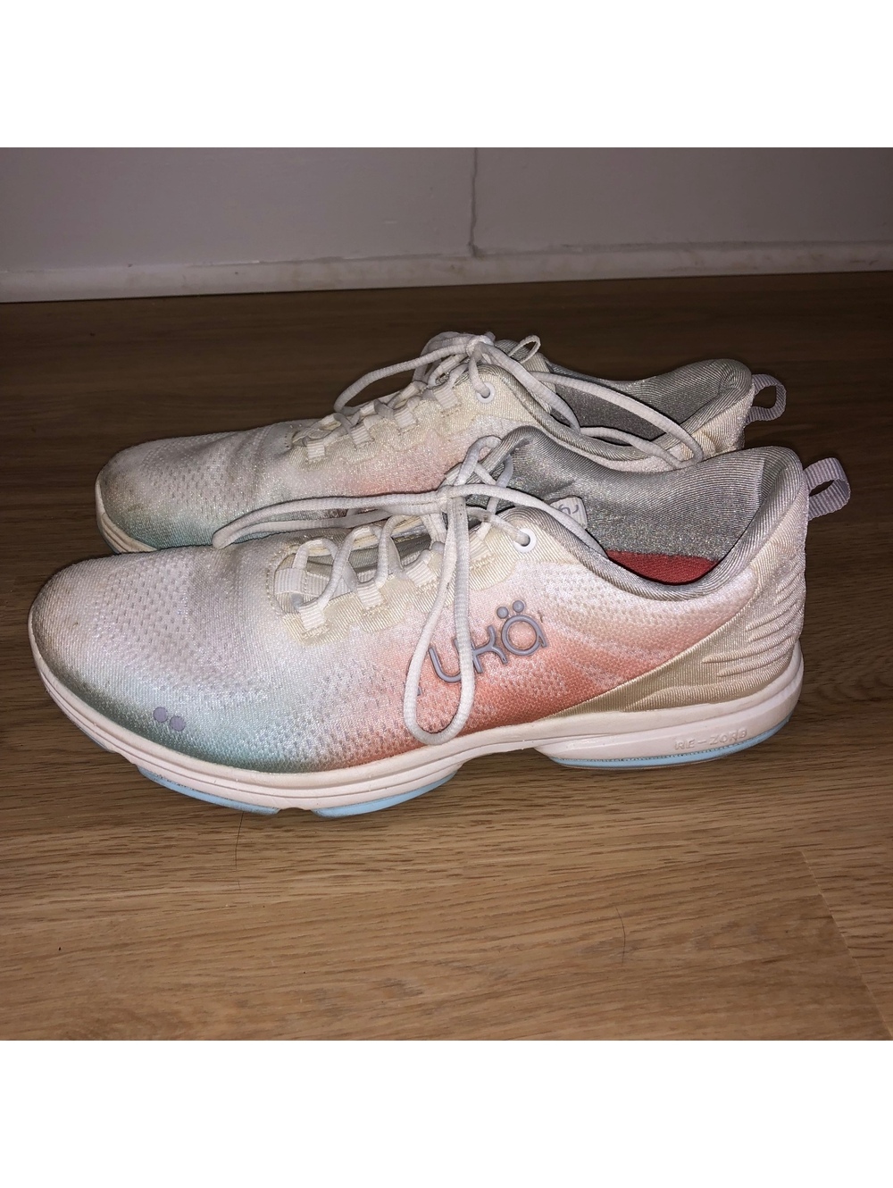 RYKA DEVOTION PLUS 4 WALKING RUNNING SHOES WHITE PINK BLUE WOMENS SIZE 9